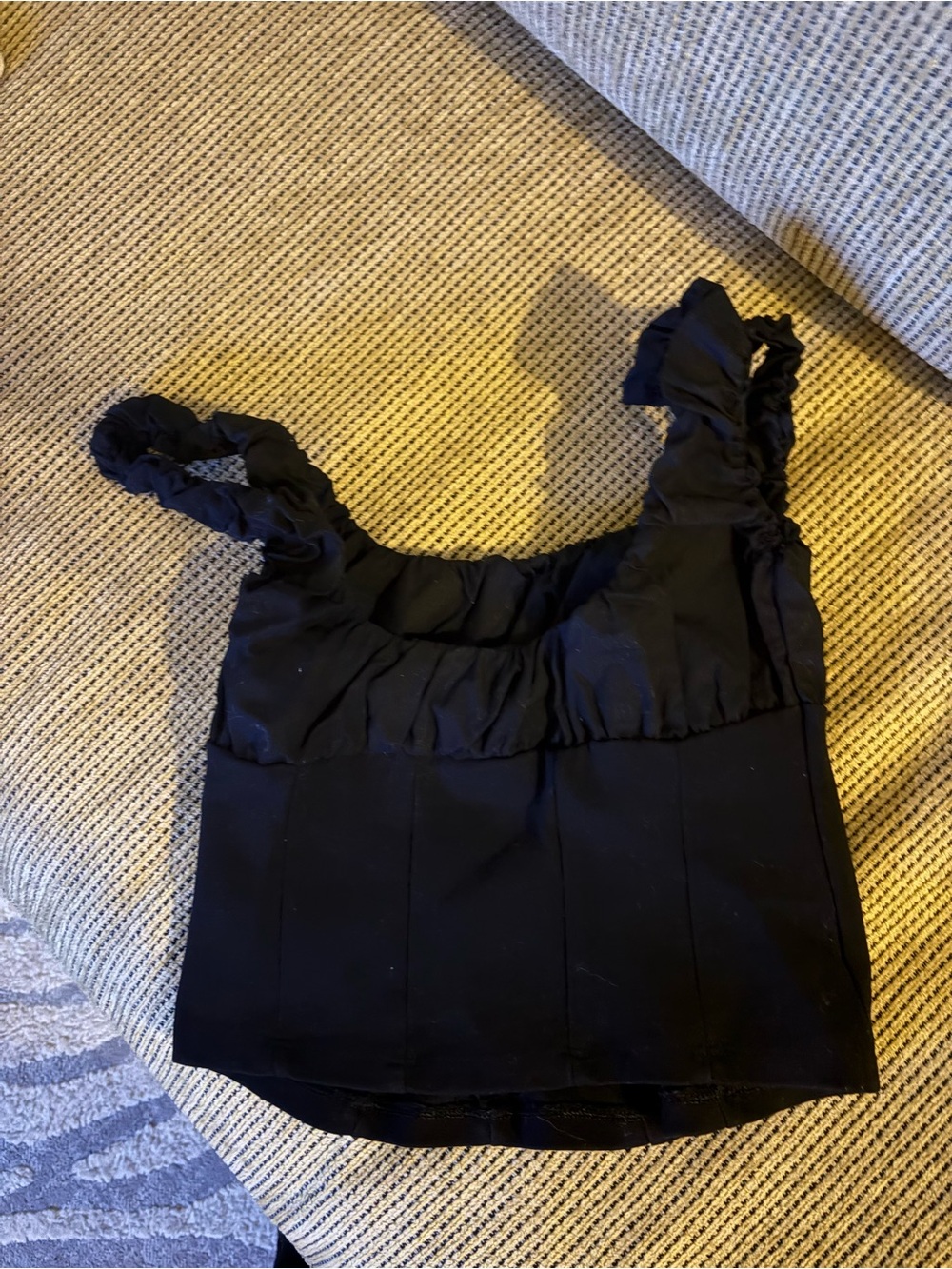 Black Ruched Strap Top - Picture 4 of 4